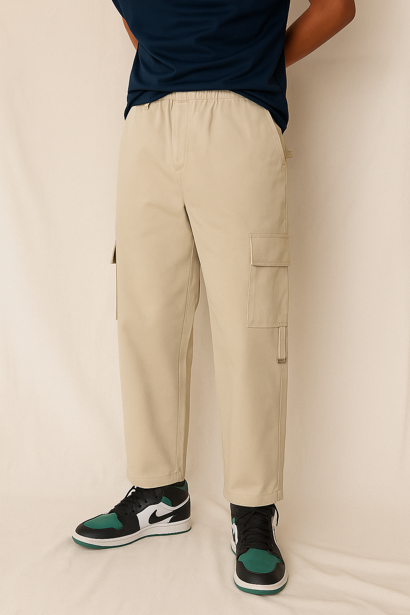 Beige Straight fit cargo pants