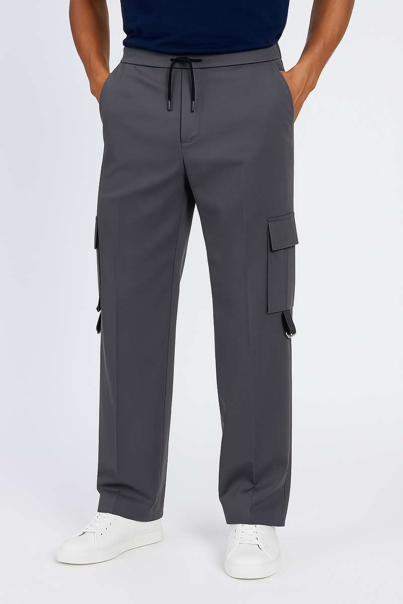 Dark Grey Straight fit cargo pants
