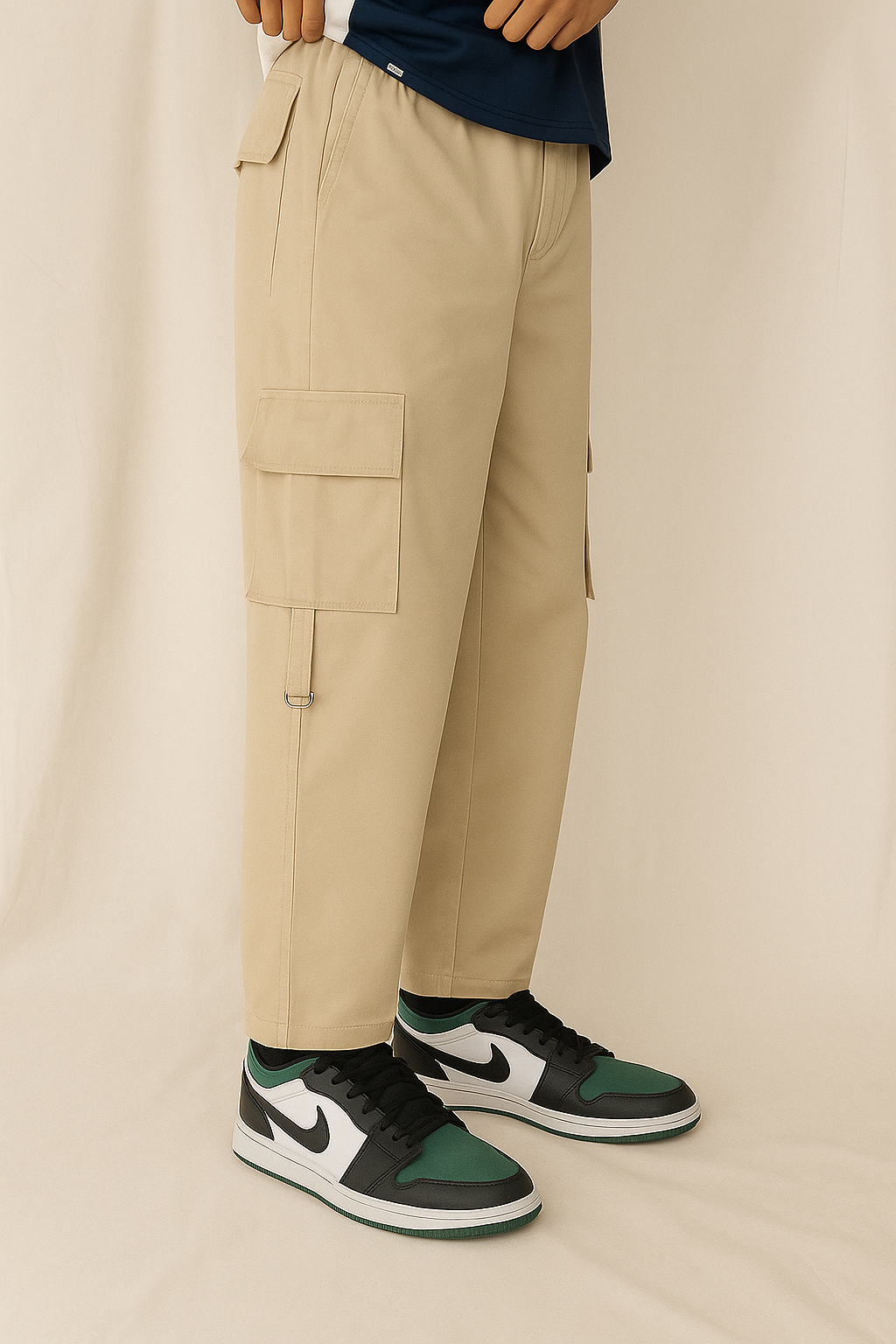 Beige Straight fit cargo pants