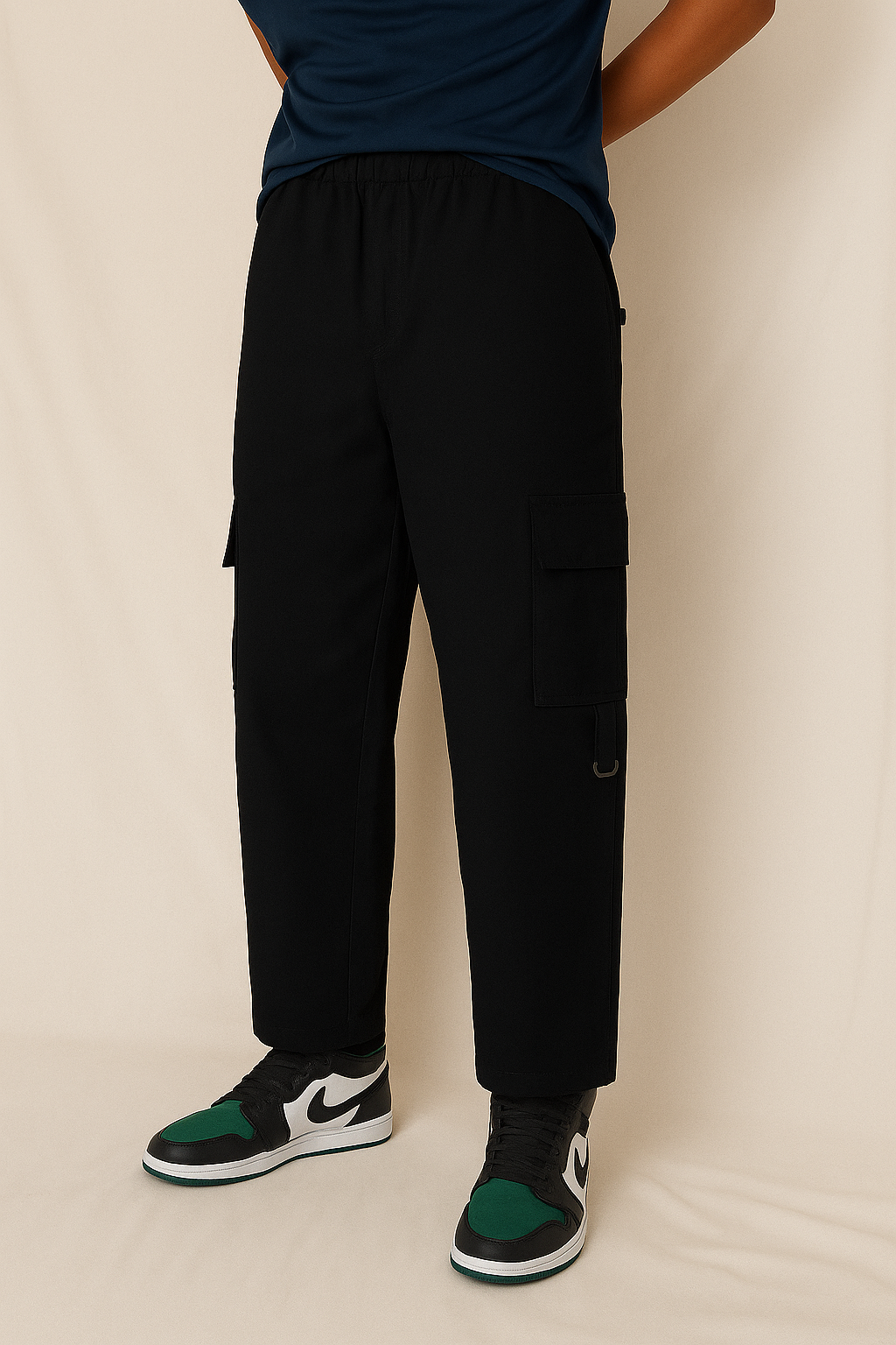 Black Straight fit cargo pants
