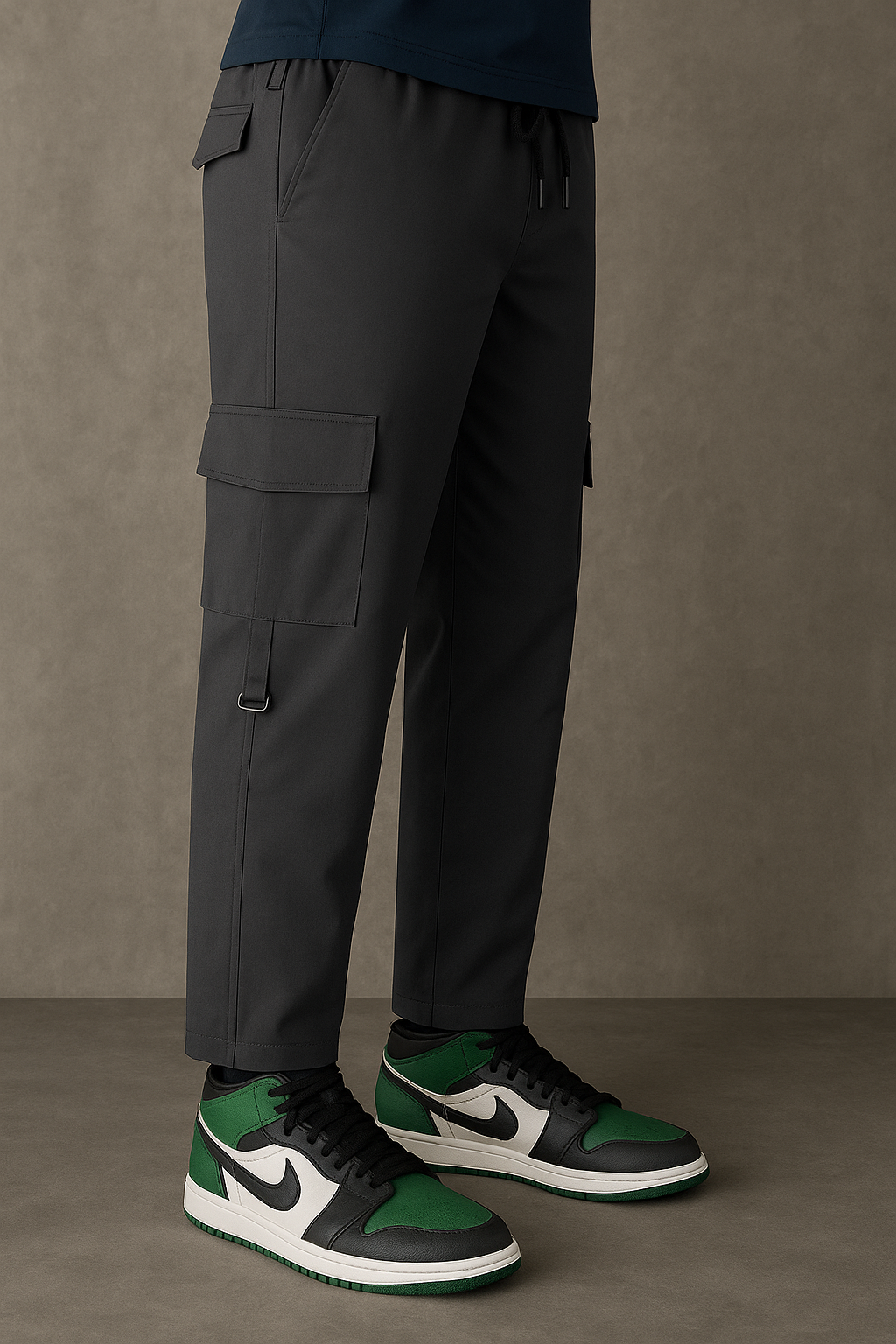Grey Straight fit cargo pants